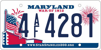 MD license plate 4AF4281