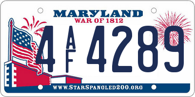MD license plate 4AF4289