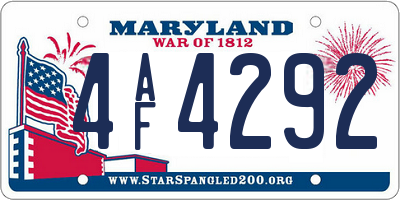 MD license plate 4AF4292