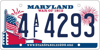 MD license plate 4AF4293