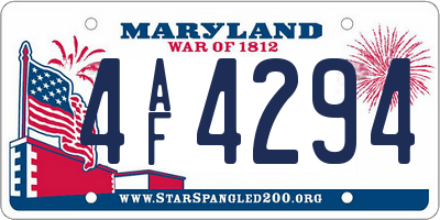 MD license plate 4AF4294