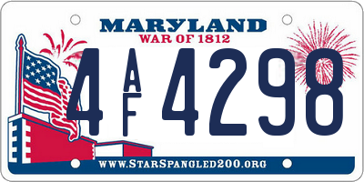MD license plate 4AF4298