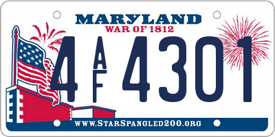 MD license plate 4AF4301