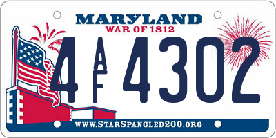 MD license plate 4AF4302