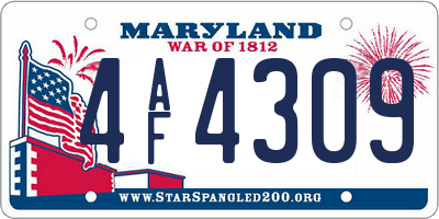MD license plate 4AF4309