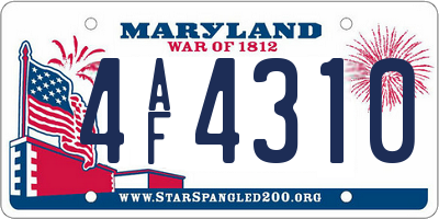 MD license plate 4AF4310