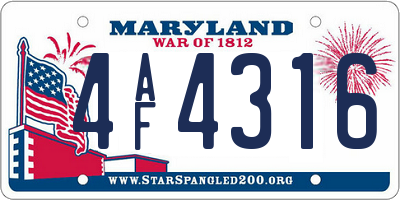 MD license plate 4AF4316
