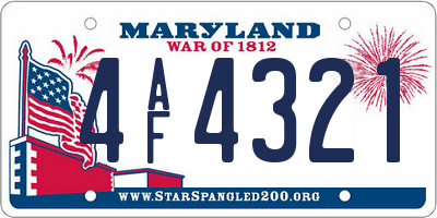 MD license plate 4AF4321