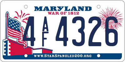 MD license plate 4AF4326