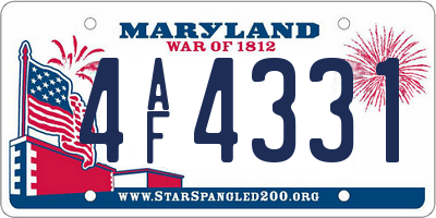 MD license plate 4AF4331