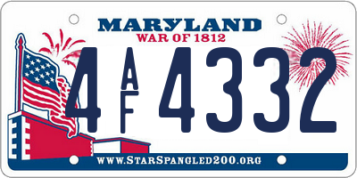 MD license plate 4AF4332