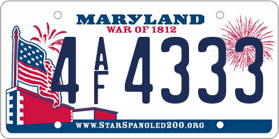 MD license plate 4AF4333