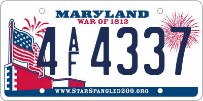 MD license plate 4AF4337