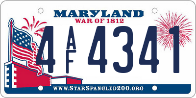MD license plate 4AF4341