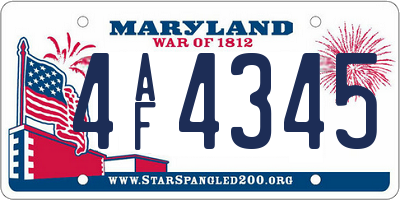 MD license plate 4AF4345