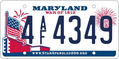 MD license plate 4AF4349