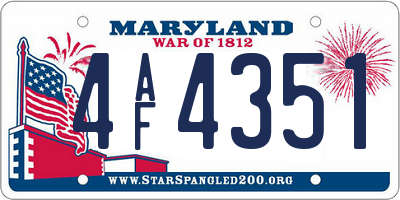 MD license plate 4AF4351