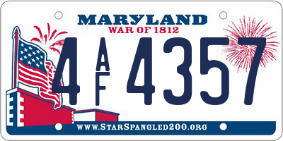 MD license plate 4AF4357