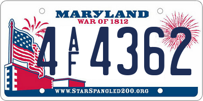 MD license plate 4AF4362
