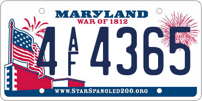 MD license plate 4AF4365