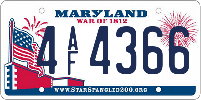 MD license plate 4AF4366