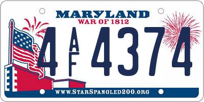 MD license plate 4AF4374