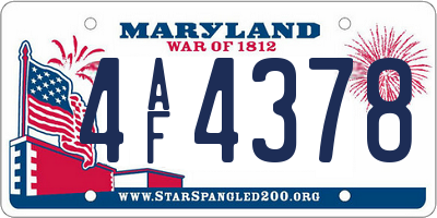 MD license plate 4AF4378