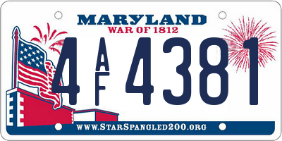 MD license plate 4AF4381