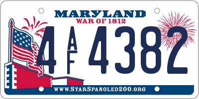 MD license plate 4AF4382