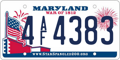 MD license plate 4AF4383