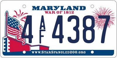 MD license plate 4AF4387