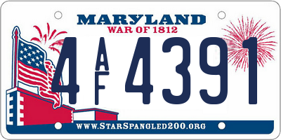MD license plate 4AF4391