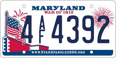 MD license plate 4AF4392