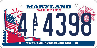 MD license plate 4AF4398