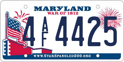 MD license plate 4AF4425