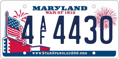 MD license plate 4AF4430