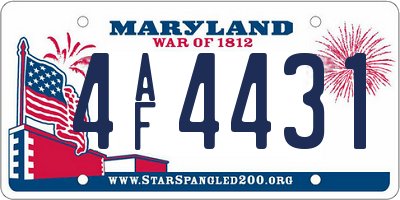 MD license plate 4AF4431