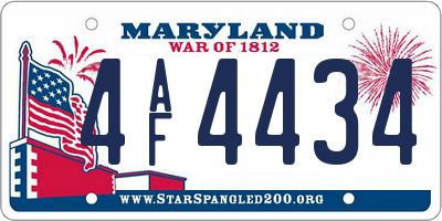 MD license plate 4AF4434
