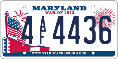 MD license plate 4AF4436