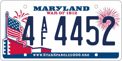MD license plate 4AF4452