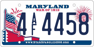 MD license plate 4AF4458