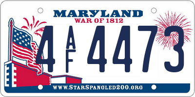 MD license plate 4AF4473