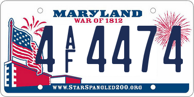 MD license plate 4AF4474