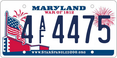 MD license plate 4AF4475