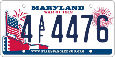 MD license plate 4AF4476