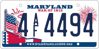 MD license plate 4AF4494