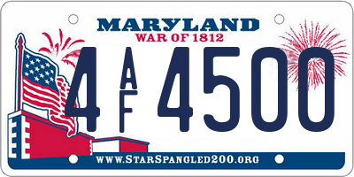 MD license plate 4AF4500