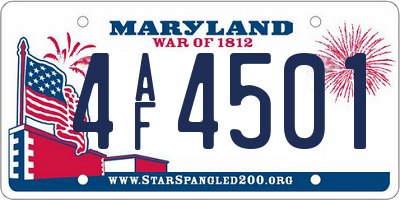 MD license plate 4AF4501