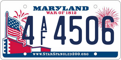 MD license plate 4AF4506