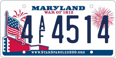 MD license plate 4AF4514